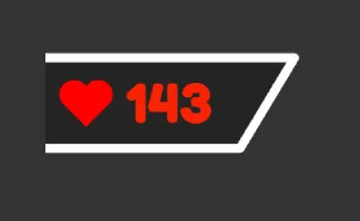 A heart rate widget displaying 143 BPM in red next to a red heart icon, framed by a white-outlined banner on a dark gray background.
