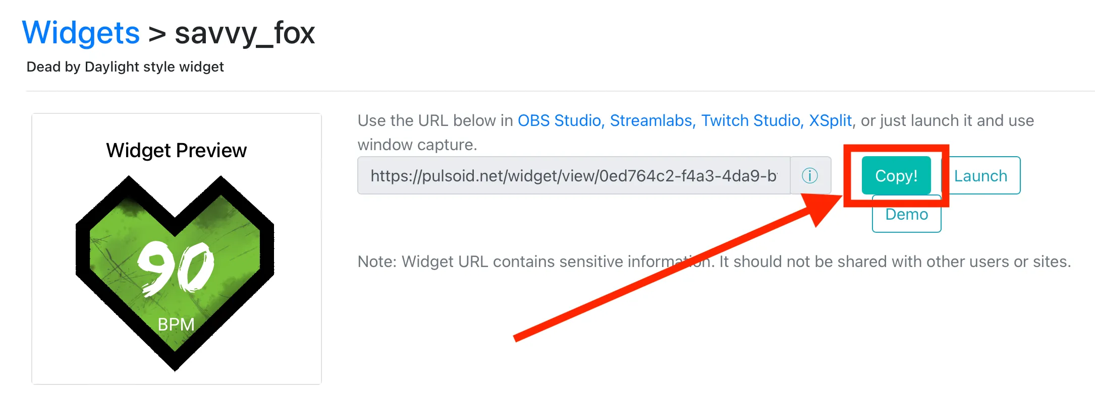 heart rate widget URL