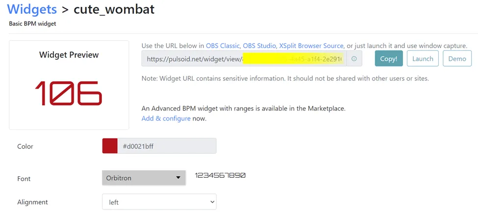 Don’t share your Pulsoid widget URL with untrusted sources