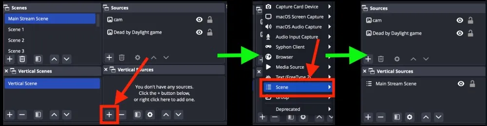 setting up a recording scene in OBS