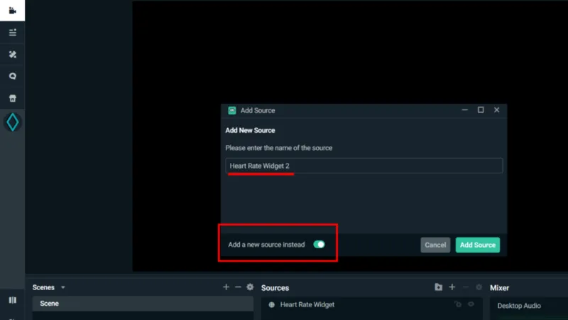 Add a new pulse modiule source to Streamlabs OBS