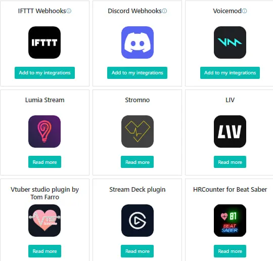 connect your real time heart rate to Discord, Voicemod, Lumia stream, LIV, Vtube, Stream Deck, Beat Saber, VRChat
